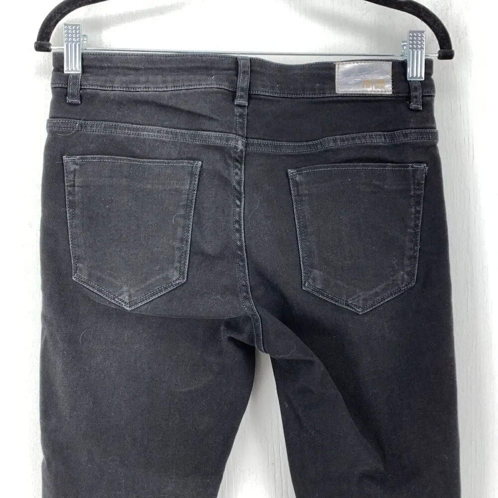 Zara Denim Womens 6 Jeans‎ Studded Moto Biker Whimsy Goth Stretch Fringe Black